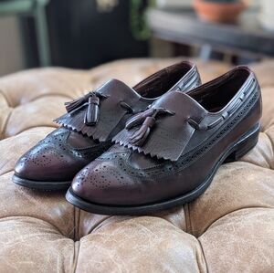 Allen Edmonds Arlington Burgundy Leather Wingtip Tassle Loafers Size 10.5B